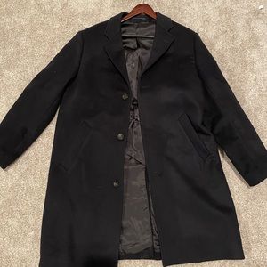 J. CREW WOOL AND CASHMERE OVERCOAT 42R NAVY BLUE